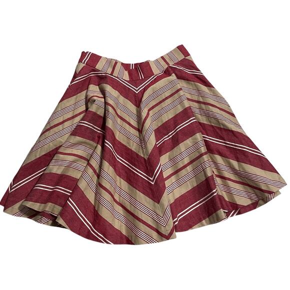 NWT Zara Woman Circle Skirt Knee Length Womens Sz Medium Pockets Stripes Red Tan - Picture 5 of 12